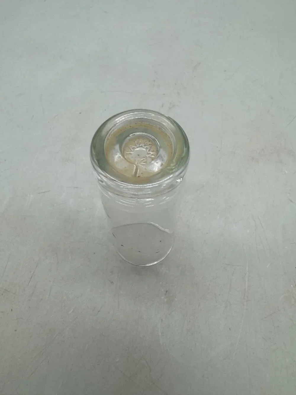 Vintage Clear Glass Shot Glass With Etched Leaf Design READ